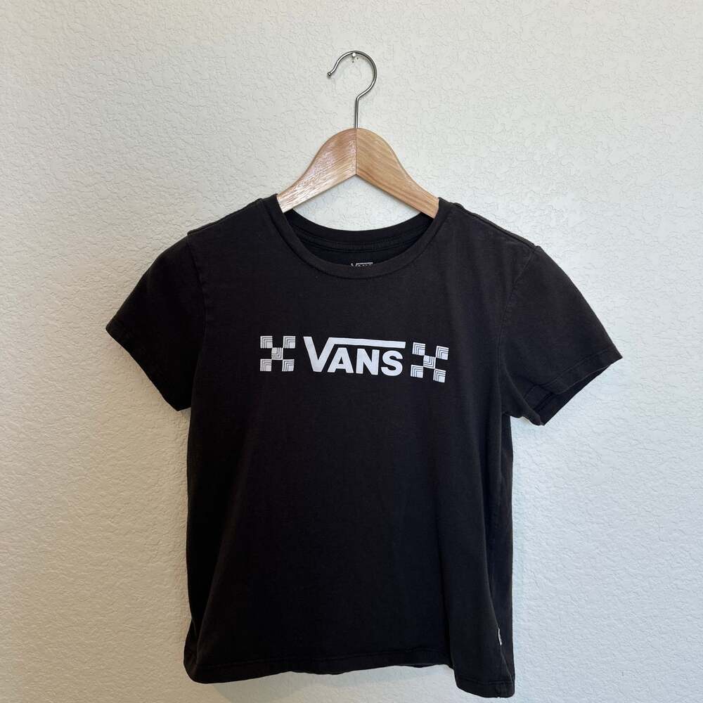 Juniors' Vans Black Checkered Logo Graphic T-Shirt